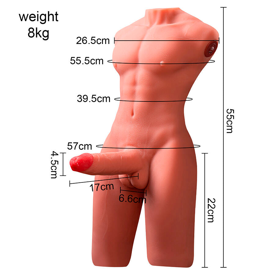 XISE – JASON TORSE MASCULIN RÉALISTE AVEC FONCTIONS DE POUSSÉE ET DE VIBRATION 55 CM