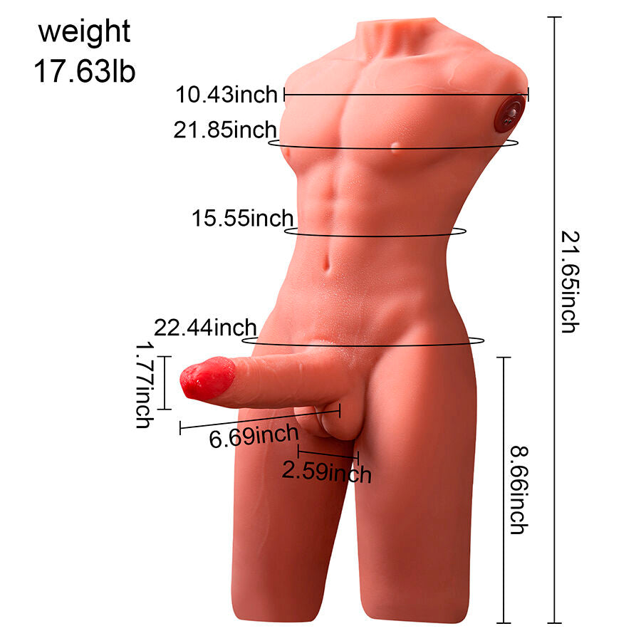 XISE – JASON TORSE MASCULIN RÉALISTE AVEC FONCTIONS DE POUSSÉE ET DE VIBRATION 55 CM
