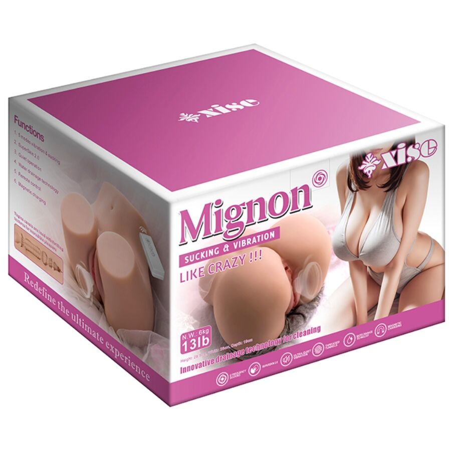 XISE - MIGNON Masturbateur de vagin réaliste avec fonction de vibration et d'aspiration et télécommande, 6 kg