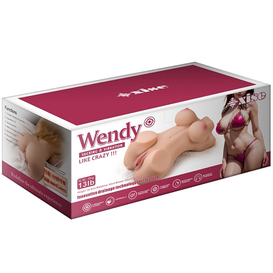 XISE - WENDY Torse féminin suceur avec vibrations et télécommande 6 kg