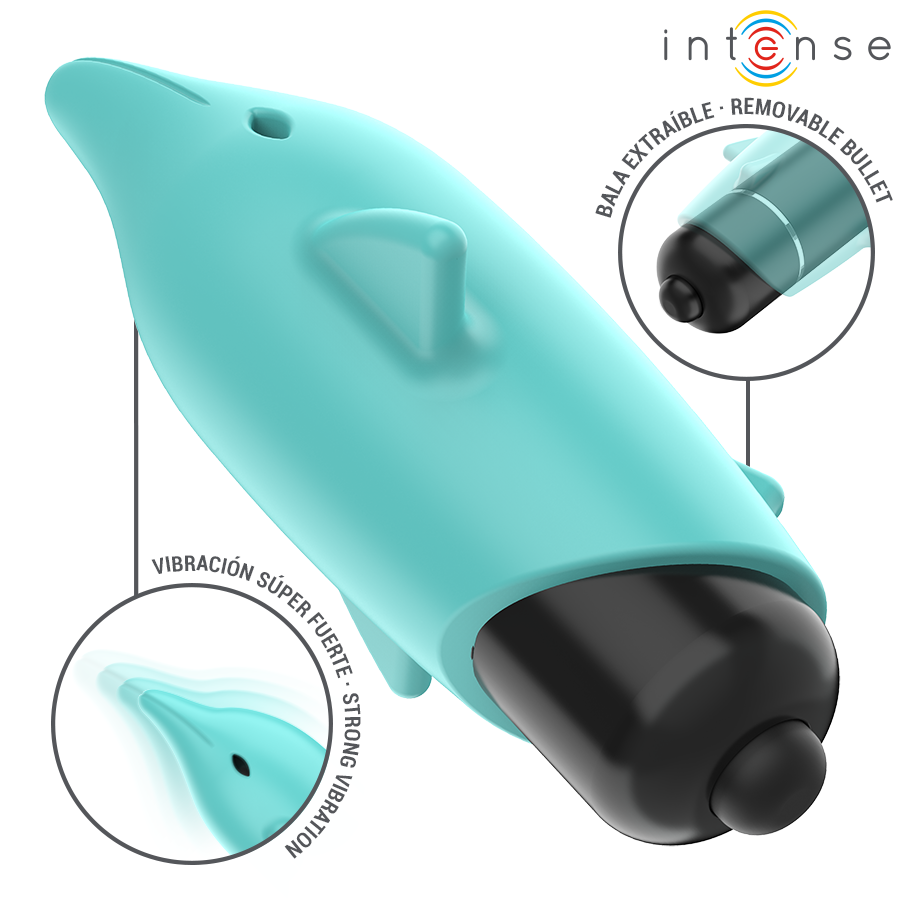 INTENSE - ECHO VIBRIERENDES BULLET DELPHIN BLAU 8 X 4,7 CM