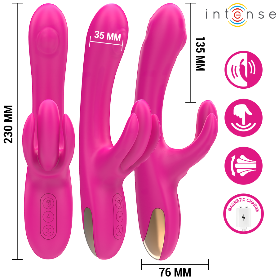 INTENSE - VIBRO-LAPIN MULTIFONCTION BRITNEY 23 CM ROSE