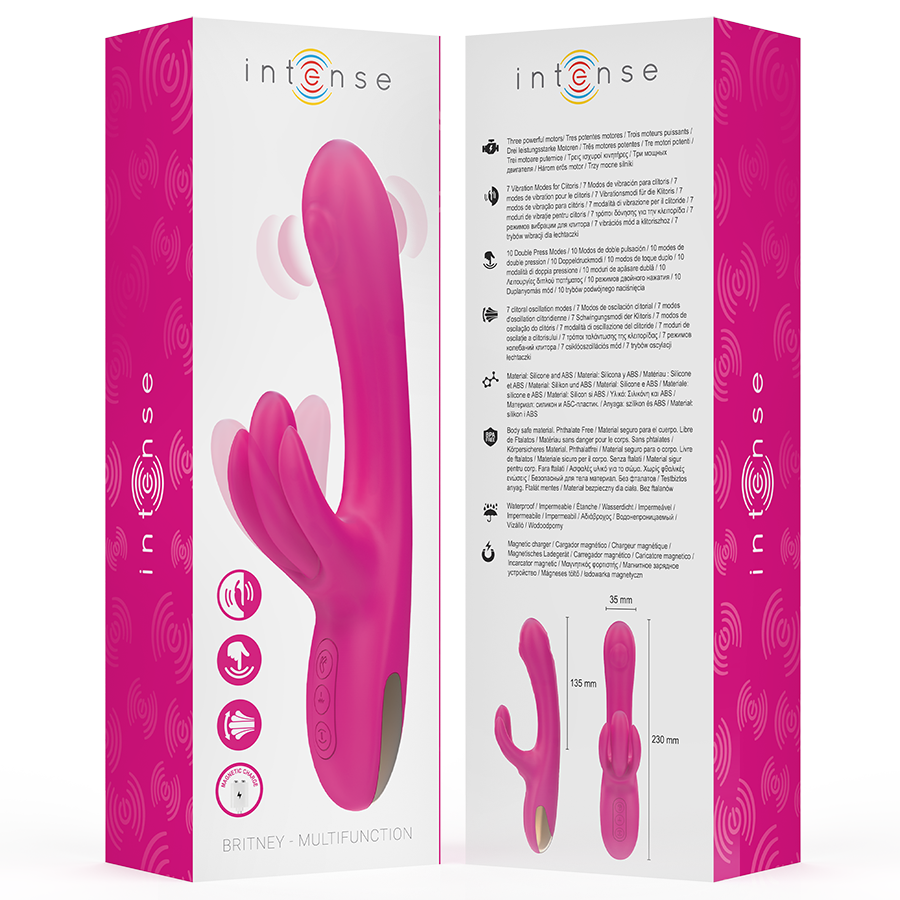 INTENSE - VIBRO-LAPIN MULTIFONCTION BRITNEY 23 CM ROSE