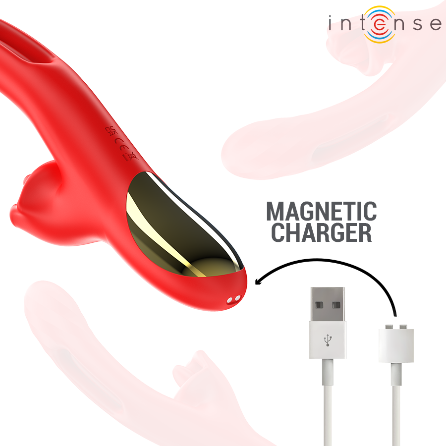 INTENSE - VIBREUR MULTIFONCTIONNEL JESSICA STIMULATION CLITORIDIENNE 24,8 CM ROUGE