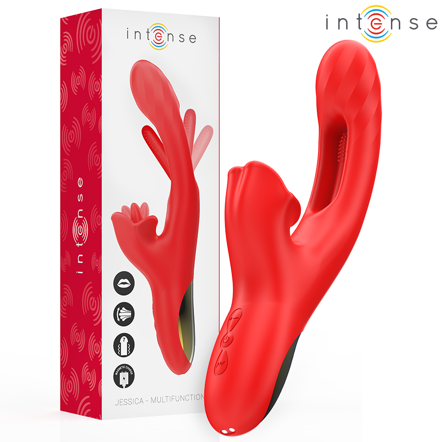 INTENSE - VIBREUR MULTIFONCTIONNEL JESSICA STIMULATION CLITORIDIENNE 24,8 CM ROUGE
