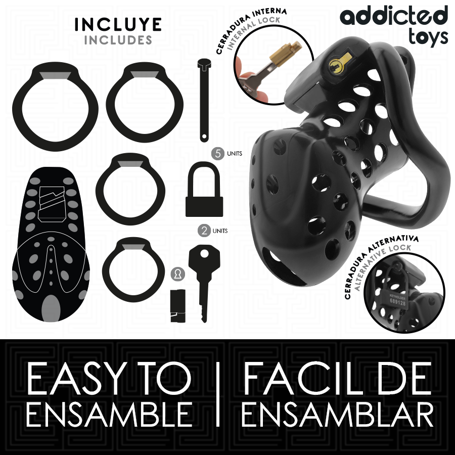 ADDICTED TOYS LOCKED - CAGE DE PÉNIS CHÂTRÉ ENCHAÎNÉ 10,5 CM