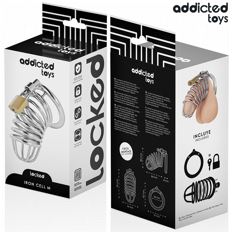 ADDICTED TOYS LOCKED - IRON CELL CAGE PÉNIS EN MÉTAL TAILLE M