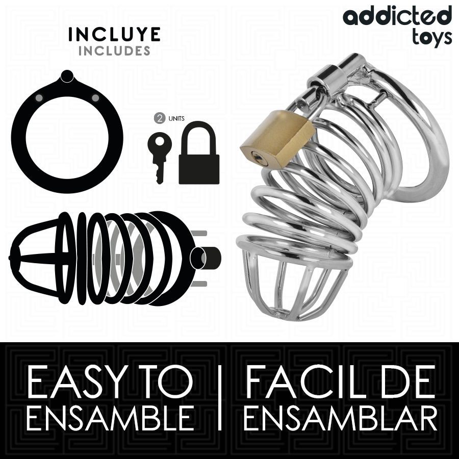 ADDICTED TOYS LOCKED - IRON CELL CAGE PÉNIS EN MÉTAL TAILLE M