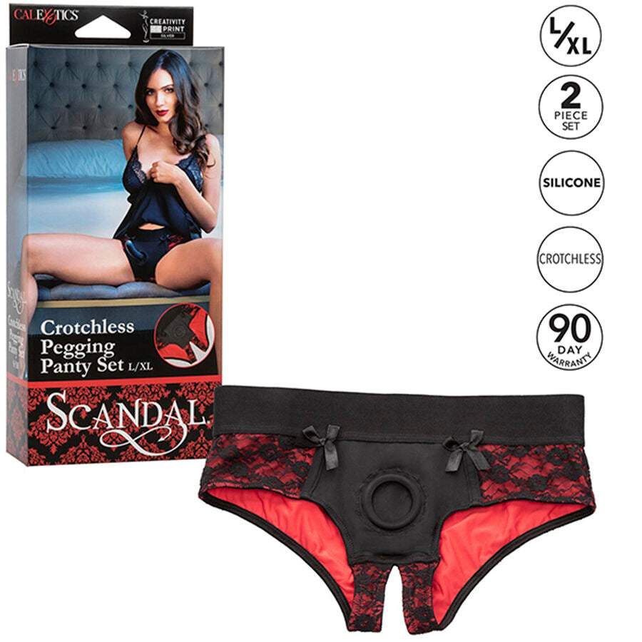 CALEXOTICS - SCANDAL SET DE BRAGUITAS SIN ENTREPIERNAS CON DIDLO TALLA S/M