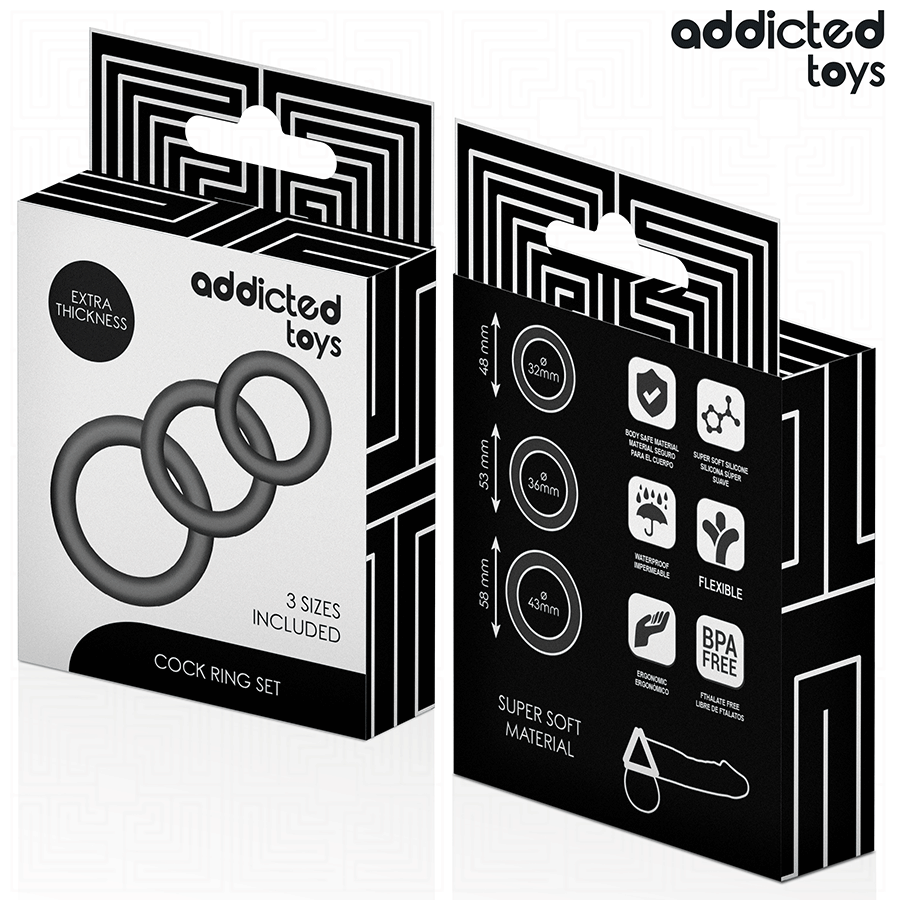 ADDICTED TOYS - LOT DE BAGUES EN SILICONE MODÈLE 1