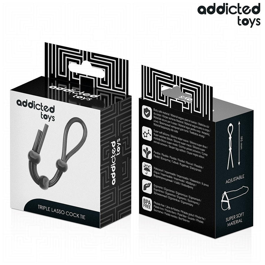 ADDICTED TOYS - CORDON EN SILICONE POUR ANNEAU PÉNIEN TRIPLE BOUCLE