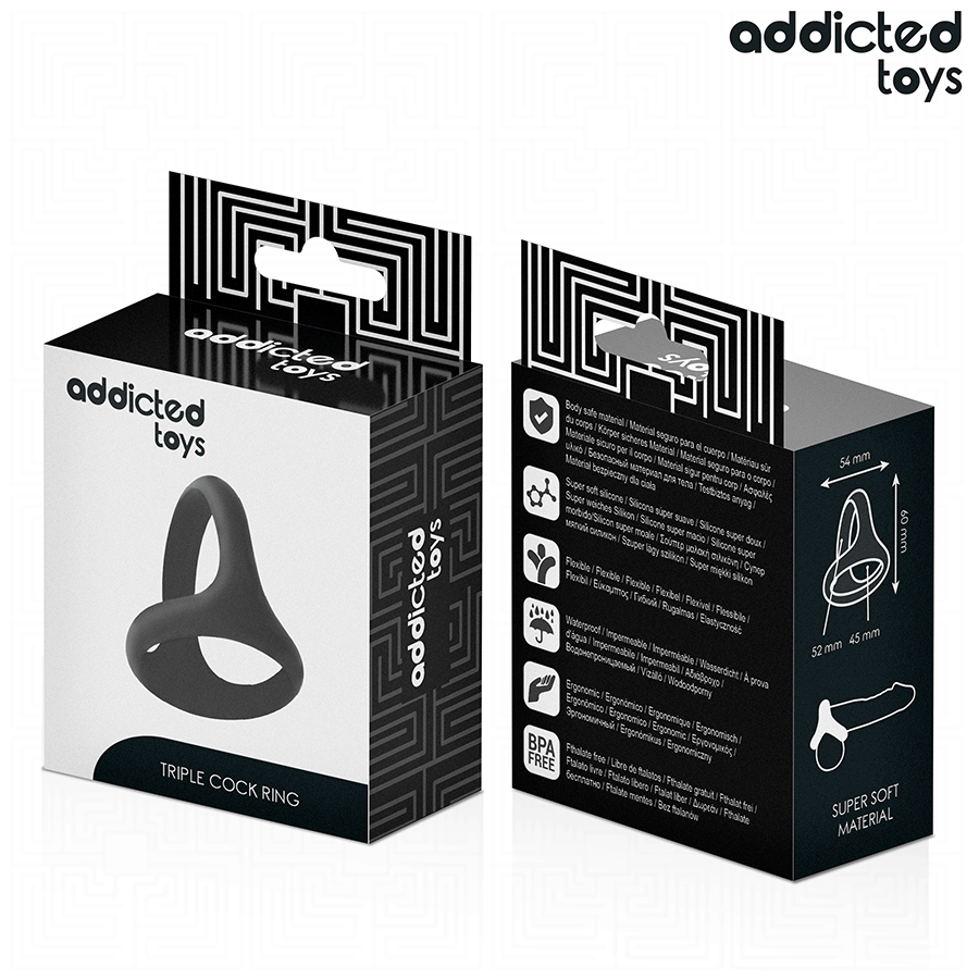 ADDICTED TOYS - TRIPLE PÉNIS RING ÉPAIS
