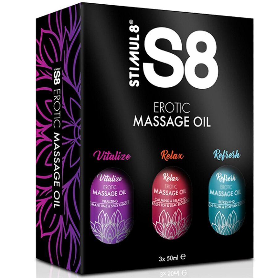 STIMUL8 - COFFRET HUILE DE MASSAGE S8 3 X 50 ML