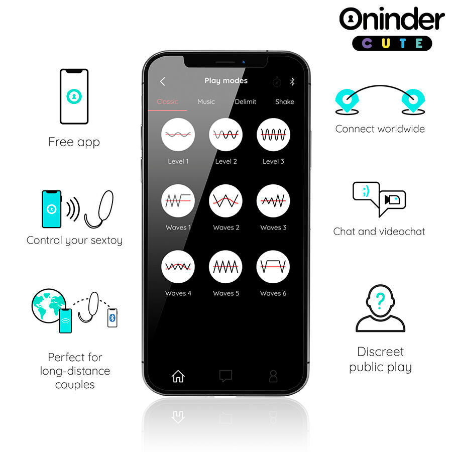 ONINDER CUTE – Œuf vibrant d’amour et de plaisir – Joyaux rotatifs en silicone – Application mondiale gratuite
