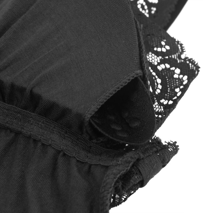 SUBBLIME - SCHWARZER TEDDY MIT BLUMENSPITZENDETAIL L/XL