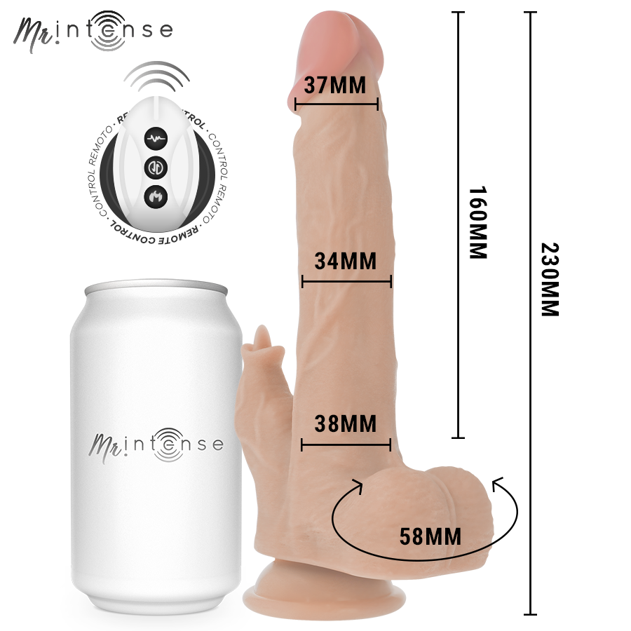 MR INTENSE – REDFORD MULTIFONCTION RÉALISTE AVEC VIBRATION ET TÉLÉCOMMANDE HAUT ET BAS 23 CM – Ø – 3,5 CM