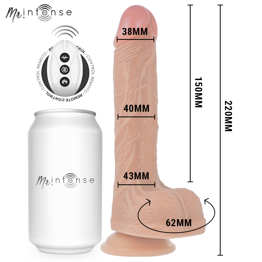 MR INTENSE – BALDWIN RÉALISTE MULTIFONCTION AVEC VIBRATION, TÉLÉCOMMANDE HAUT ET BAS, 22 CM – OU – 4 CM