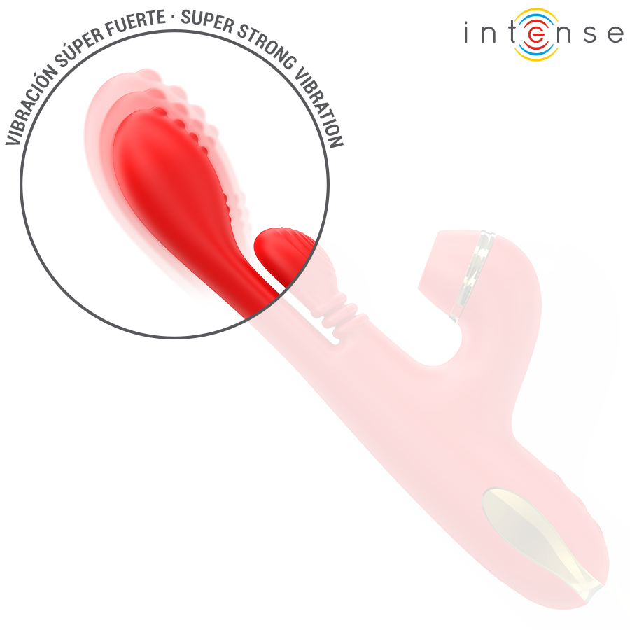 INTENSE - STIMULATEUR CLITORIDIEN MULTIFONCTION KATY AVEC 4 TÊTES INTERCHANGEABLES ROUGE
