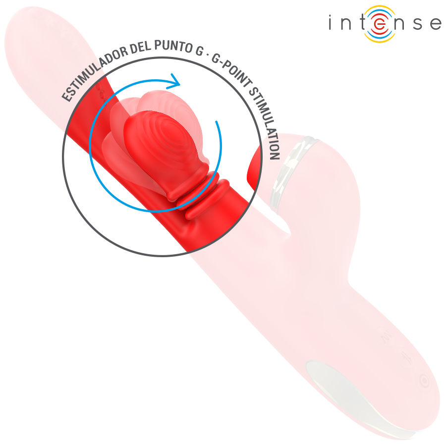 INTENSE - STIMULATEUR CLITORIDIEN MULTIFONCTION KATY AVEC 4 TÊTES INTERCHANGEABLES ROUGE