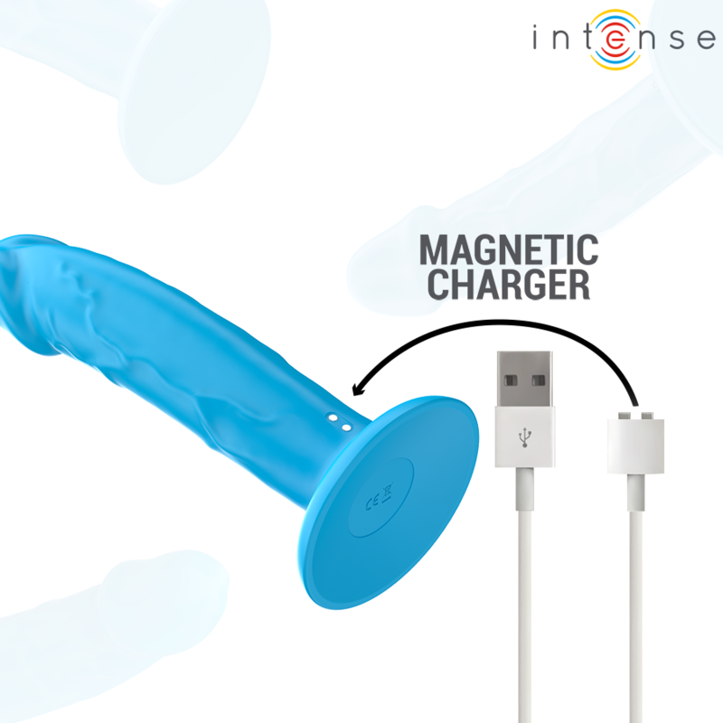 INTENSE - VIBRATEUR RÉALISTE PHOEBE 10 VIBRATIONS TÉLÉCOMMANDE BLEUE