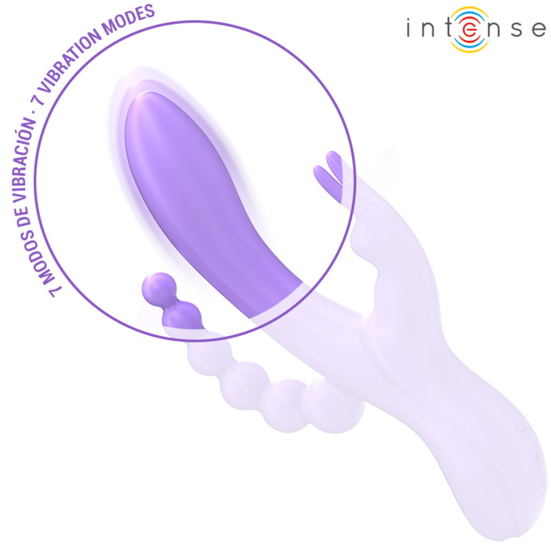 INTENSE - VIBREUR TRIPLE MIKO RABBIT & STIMULATEUR & ANAL 7 VIBRATIONS VIOLET