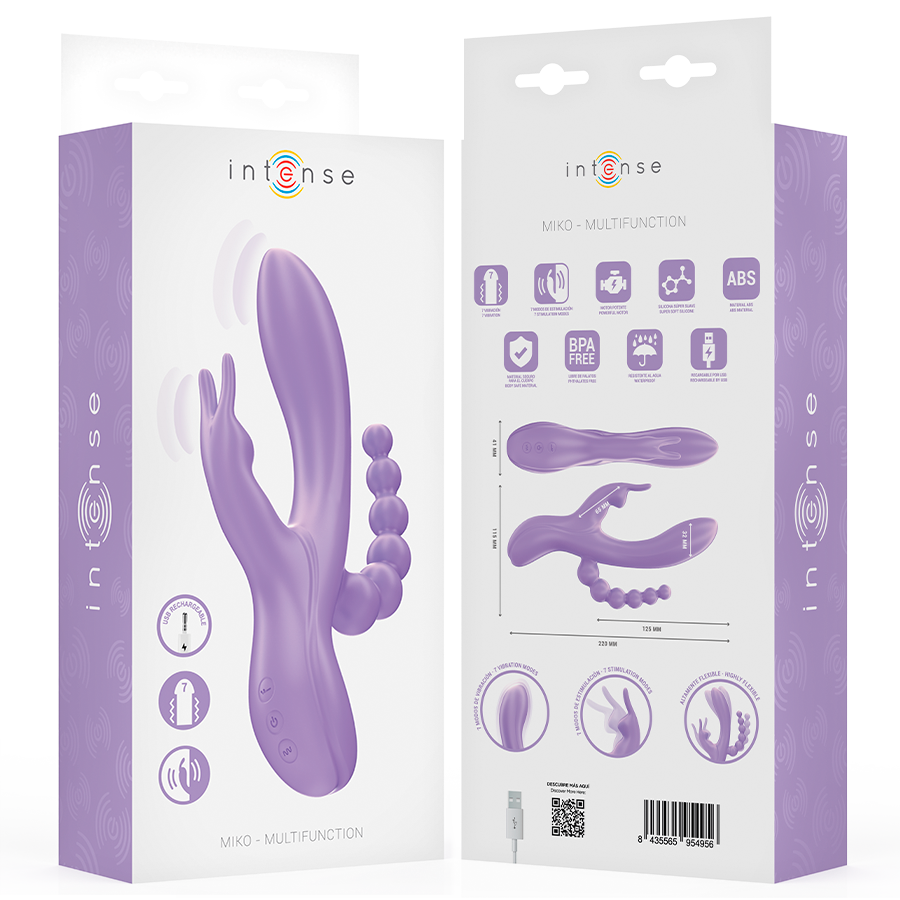 INTENSE - VIBREUR TRIPLE MIKO RABBIT & STIMULATEUR & ANAL 7 VIBRATIONS VIOLET