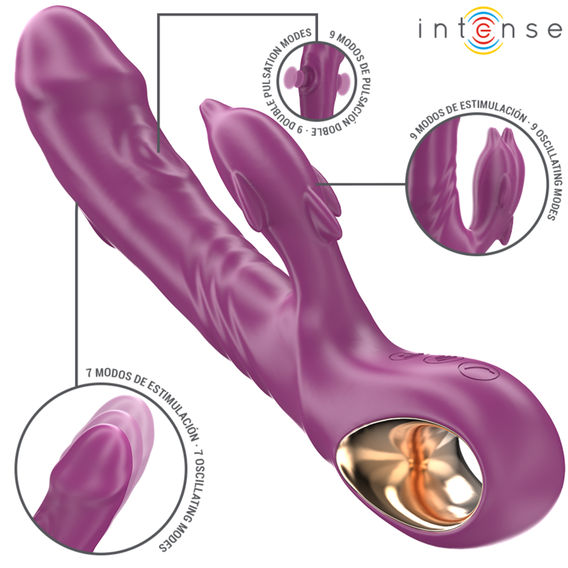 INTENSE - VIBREUR MULTIFONCTION HALL AVEC LANGUETTE STIMULANTE EN FORME DE DAUPHIN VIOLET