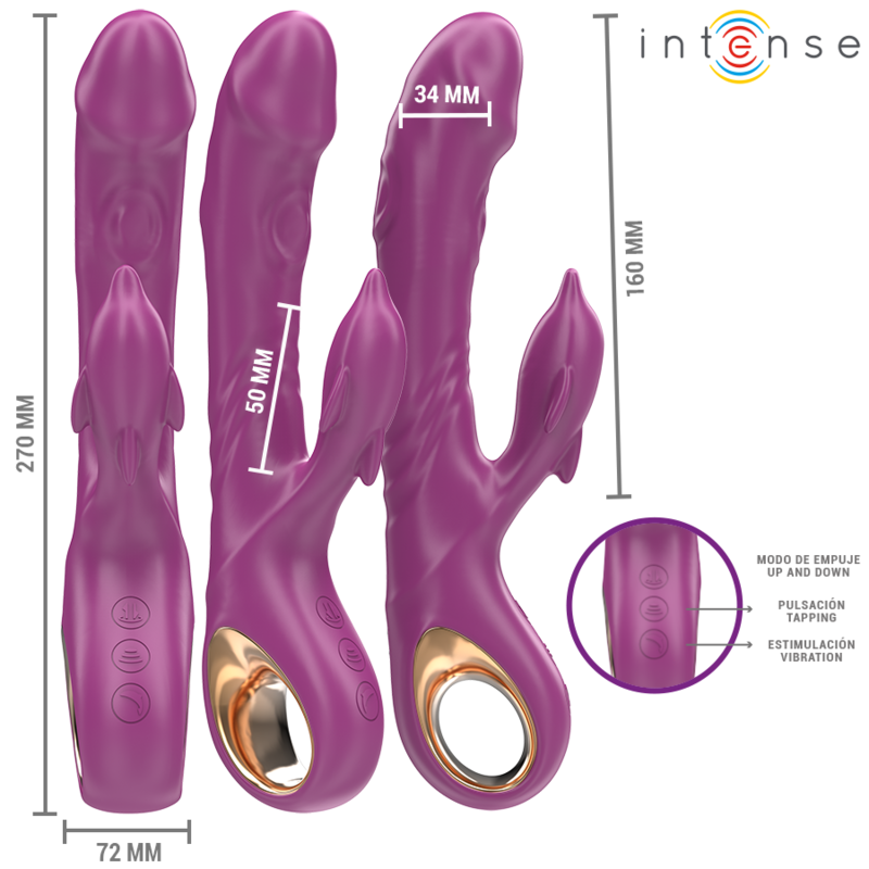 INTENSE - VIBREUR MULTIFONCTION HALL AVEC LANGUETTE STIMULANTE EN FORME DE DAUPHIN VIOLET