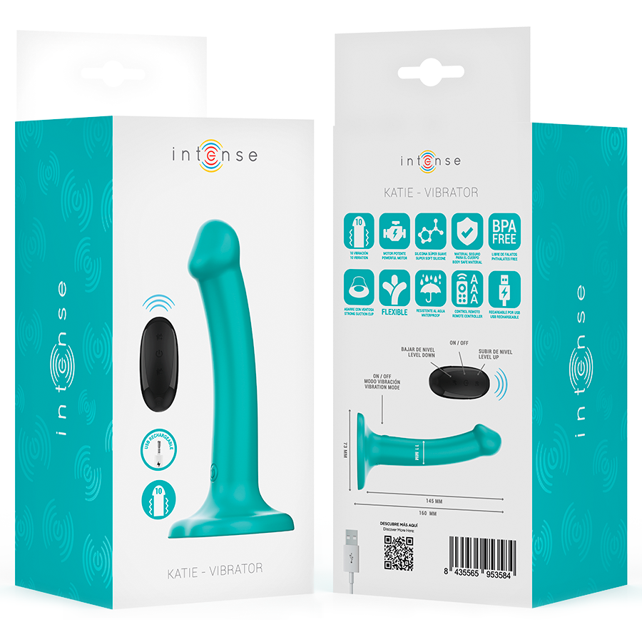INTENSE - KATIE VIBRATEUR VENTOUSES 10 VIBRATIONS BLEU TÉLÉCOMMANDE