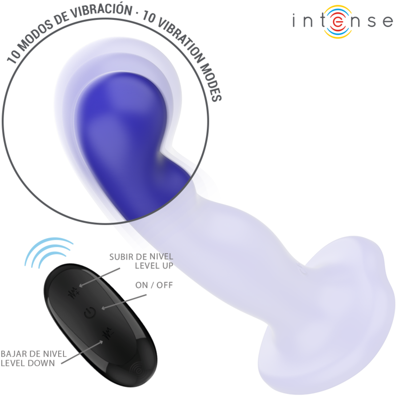 INTENSE - VIBREUR COURT AVEC VENTOUSES BLEU TÉLÉCOMMANDE