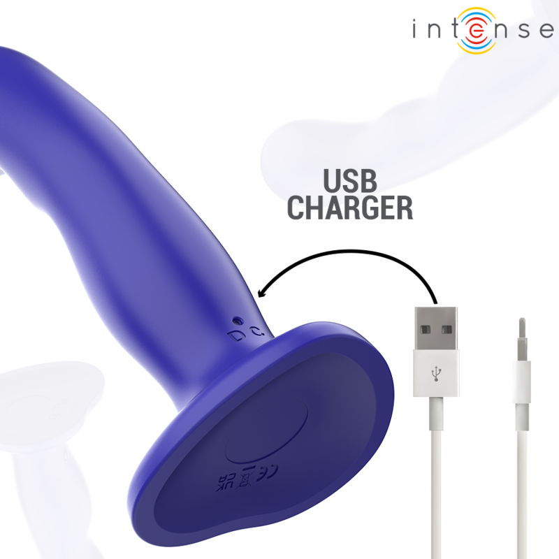 INTENSE - VIBREUR COURT AVEC VENTOUSES BLEU TÉLÉCOMMANDE