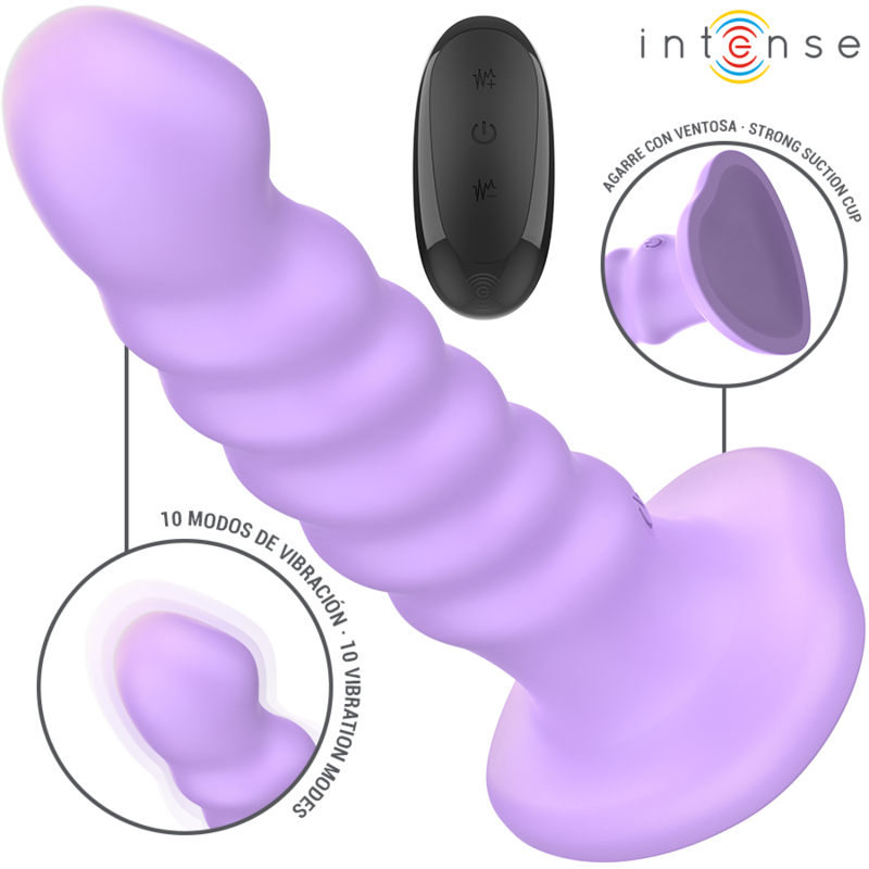 INTENSE - VIBREUR BRENDA TAILLE M DESIGN EN SPIRALE 10 VIBRATIONS VIOLET TÉLÉCOMMANDE