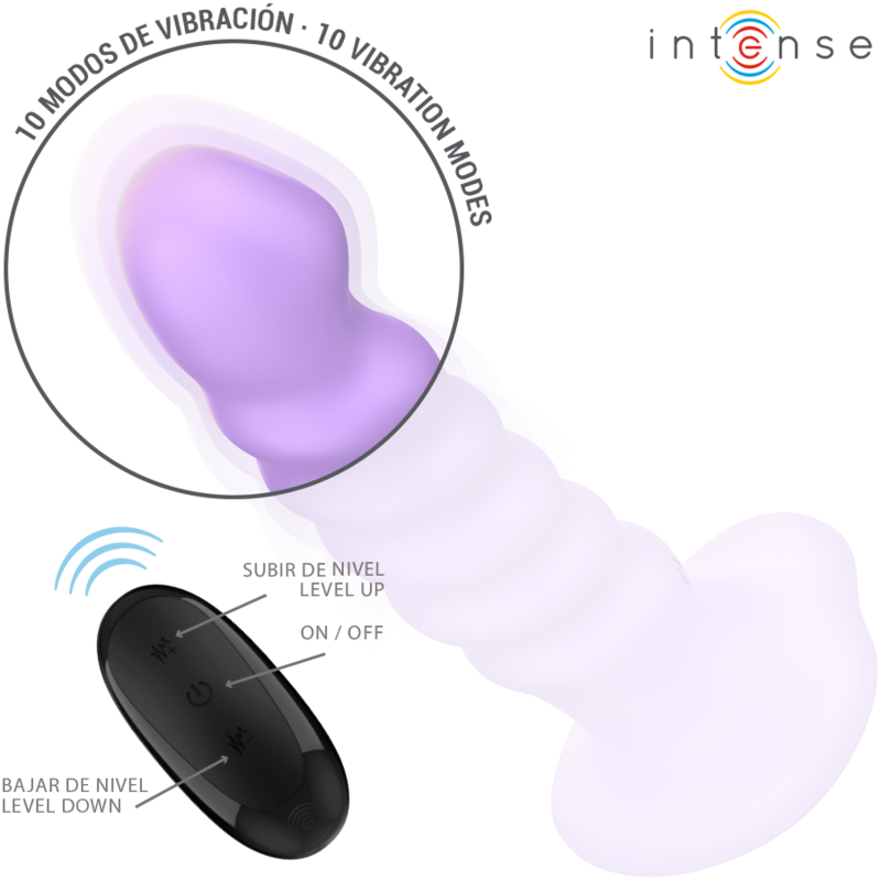 INTENSE - VIBREUR BRENDA TAILLE M DESIGN EN SPIRALE 10 VIBRATIONS VIOLET TÉLÉCOMMANDE