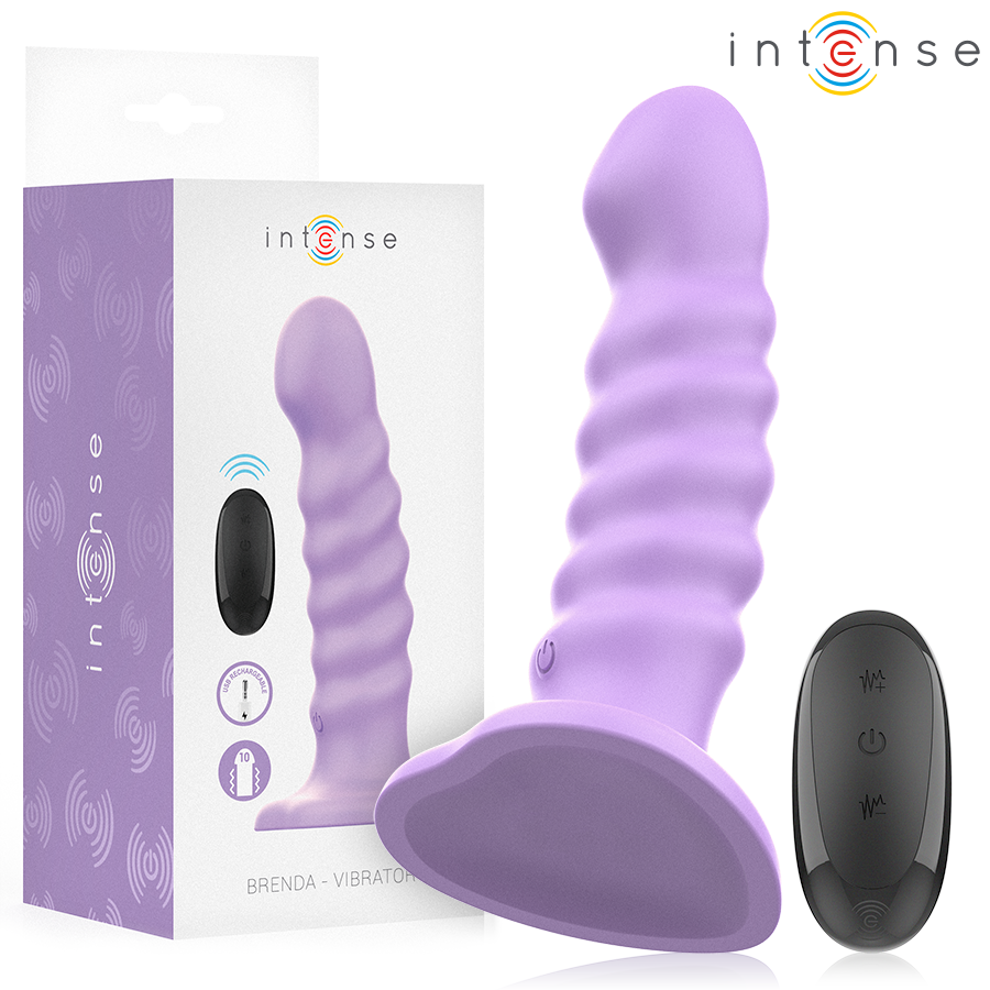 INTENSE - VIBREUR BRENDA TAILLE M DESIGN EN SPIRALE 10 VIBRATIONS VIOLET TÉLÉCOMMANDE