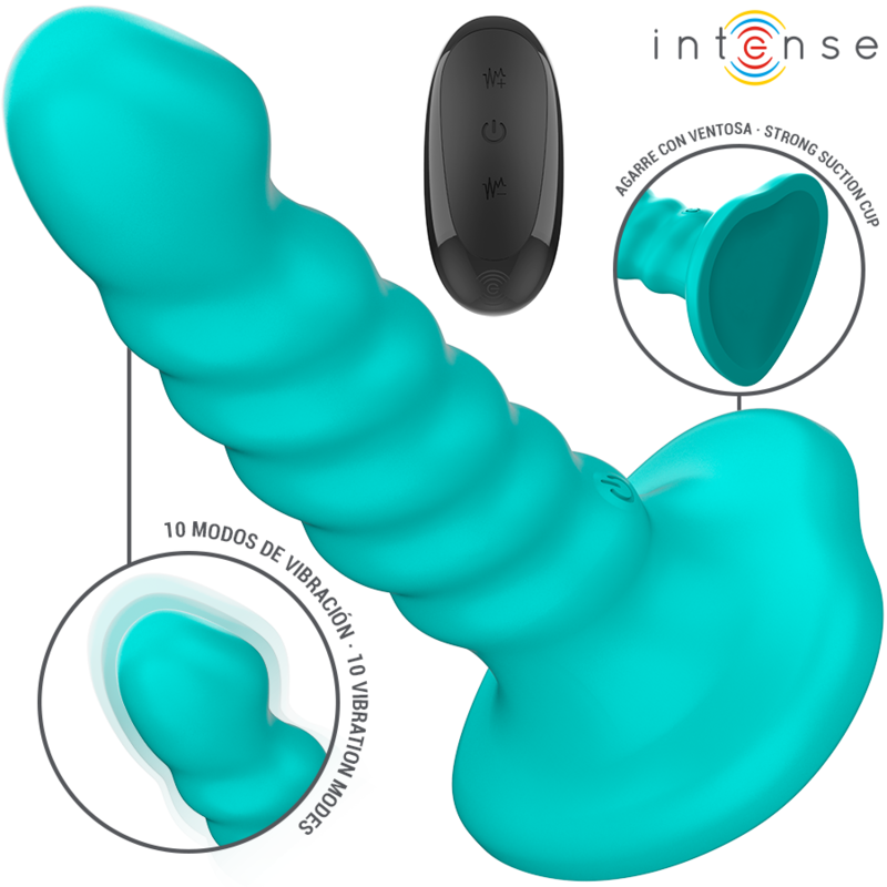 INTENSE - VIBRATEUR BUFFY TAILLE S DESIGN SPIRALÉ 10 VIBRATIONS BLEU TÉLÉCOMMANDE