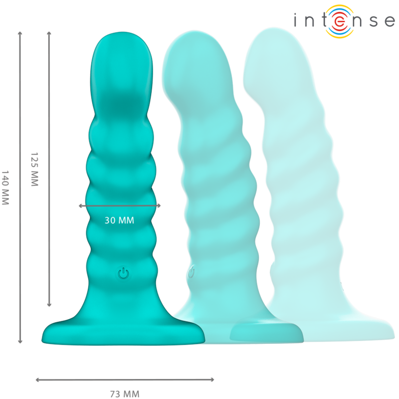 INTENSE - VIBRATEUR BUFFY TAILLE S DESIGN SPIRALÉ 10 VIBRATIONS BLEU TÉLÉCOMMANDE