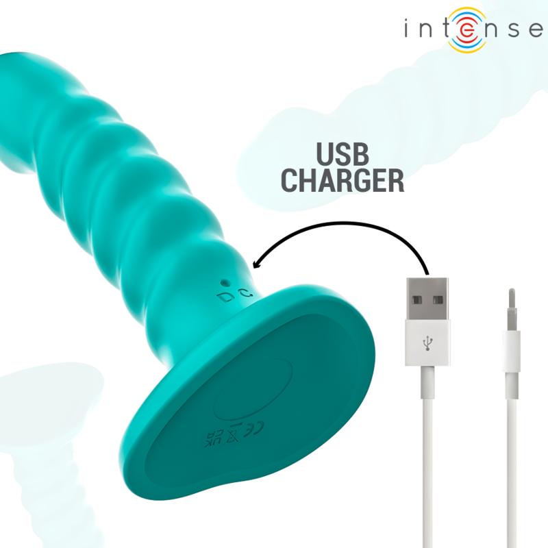 INTENSE - VIBRATEUR BUFFY TAILLE S DESIGN SPIRALÉ 10 VIBRATIONS BLEU TÉLÉCOMMANDE