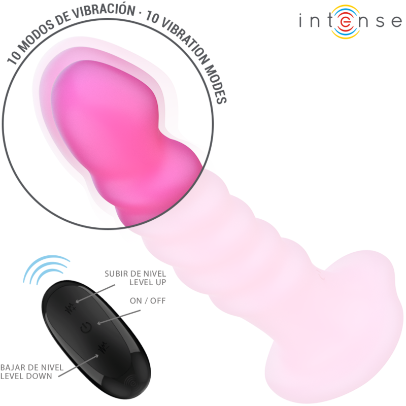 INTENSE - VIBREUR CINDY TAILLE L DESIGN EN SPIRALE 10 VIBRATIONS ROSE TÉLÉCOMMANDE