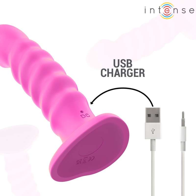 INTENSE - VIBREUR CINDY TAILLE L DESIGN EN SPIRALE 10 VIBRATIONS ROSE TÉLÉCOMMANDE