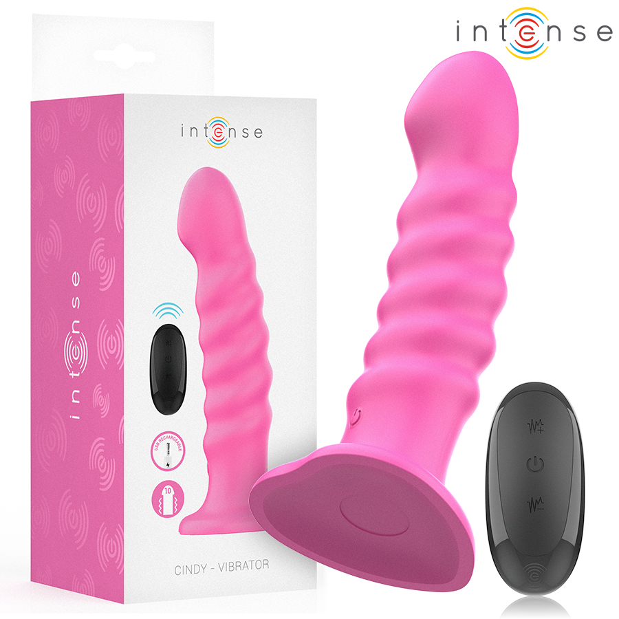 INTENSE - VIBREUR CINDY TAILLE L DESIGN EN SPIRALE 10 VIBRATIONS ROSE TÉLÉCOMMANDE