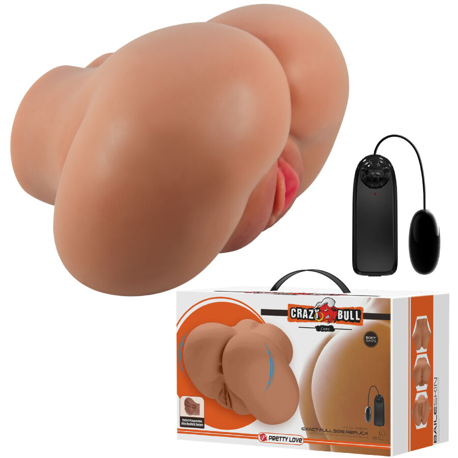 CRAZY BULL - VIBROMASSEUR LUNA AVEC VAGIN ET ANUS RÉALISTES ET TÉLÉCOMMANDE