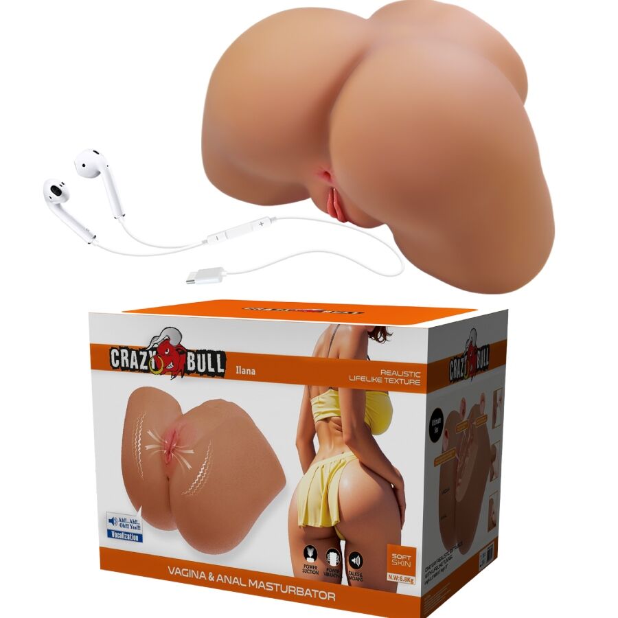 CRAZY BULL - ILANA VIBRATEUR ET SUCEUR ANAL FÉMININ RÉALISTE AVEC SON 6,8 KG