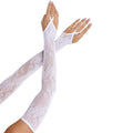 LEG AVENUE - LONGS GANTS MITAINES EN DENTELLE FLORALE, BLANC