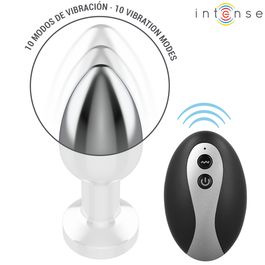 INTENSE - PLUG ANAL VIBRANT EN MÉTAL AVEC LED ET TÉLÉCOMMANDE - TAILLE M