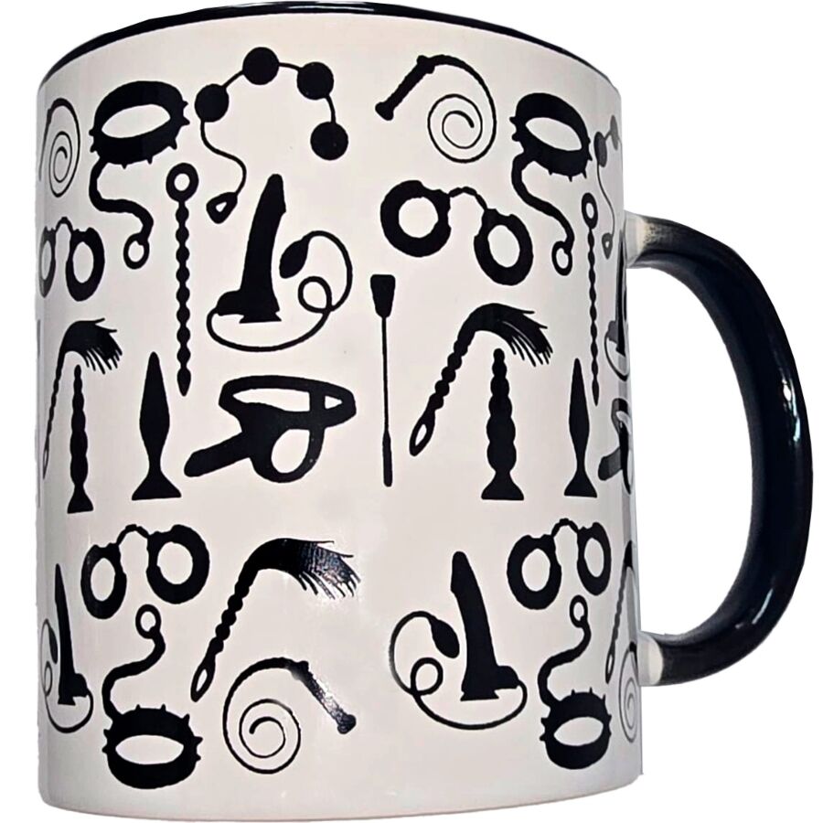 DIABLO PICANTE - MUG BLANC BONDAGE AVEC ANSE NOIRE 370 ML