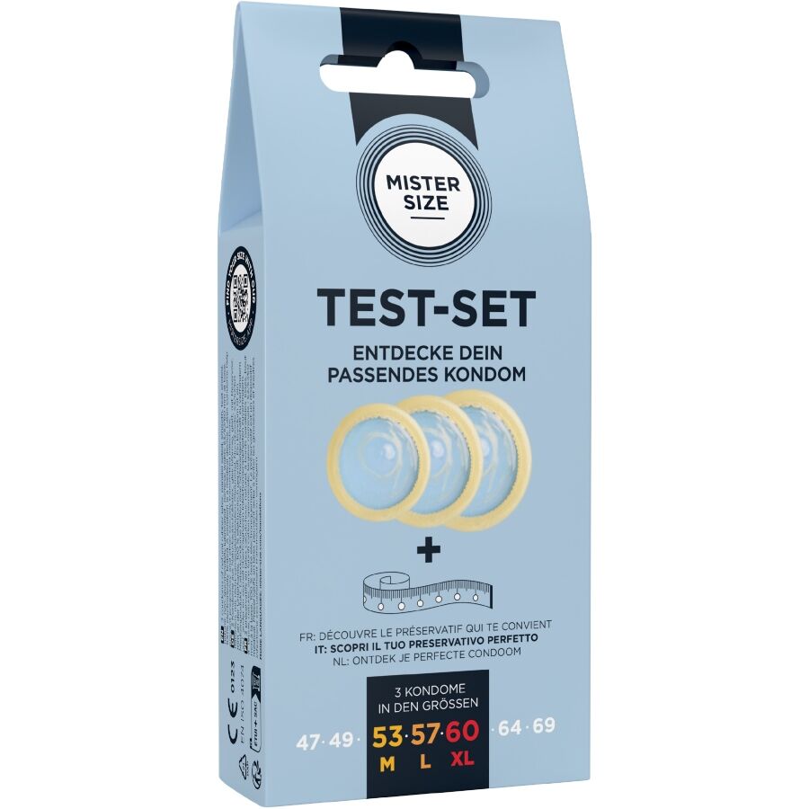 MISTER SIZE - TESTSET MIT 3 KONDOMEN IN VERSCHIEDENEN GRÖSSEN + MASSBAND