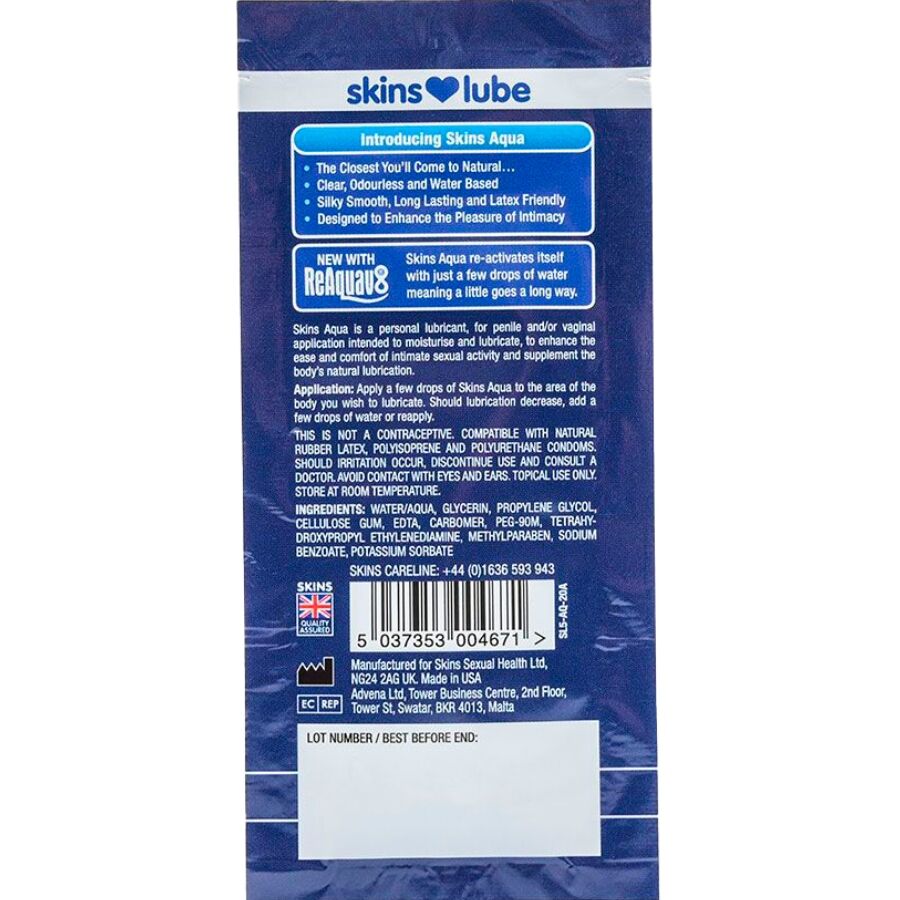 SKINS - LUBRIFIANT INTENSE À BASE D'EAU, DOSE UNIQUE 5 ML