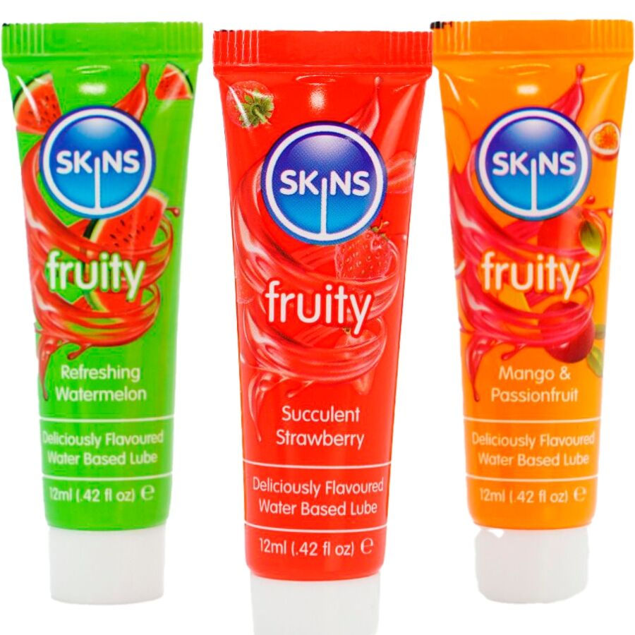 SKINS – LUBRIFIANT FRUITÉ PASTÈQUE, FRAISE & MANGUE 3 x 12 ML