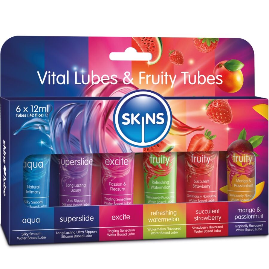 SKINS – LUBRIFIANT VITAL & FRUITY GLUBES KIT 6 x 12 ML