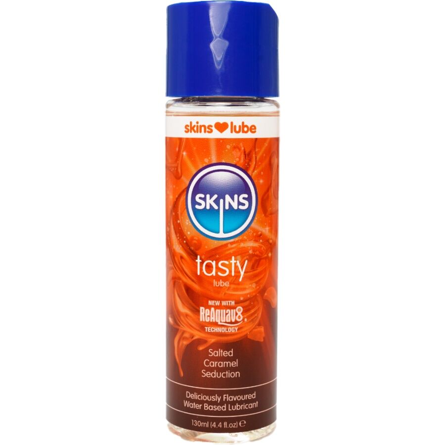 SKINS – LUBRIFIANT GOURMAND À BASE D'EAU AU GOÛT CARAMEL SALÉ 130 ML